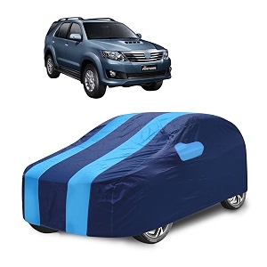 car cover compatible with fortuner with mirror pocket water resistant triple stitched fortuner car cover- navy-blue