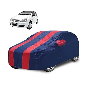 car cover compatible with indica with mirror pocket water resistant triple stitched indica car cover- navy-red