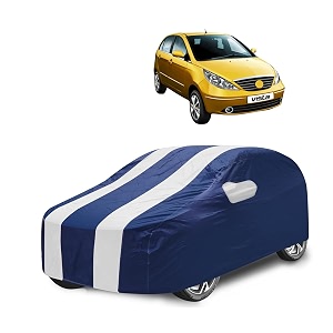 car cover compatible with indica vista with mirror pocket water resistant triple stitched indica vista car cover- navy-white