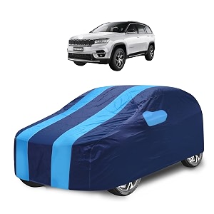 car cover compatible with jeep meridian with mirror pocket water resistant triple stitched meridian car cover- navy-blue