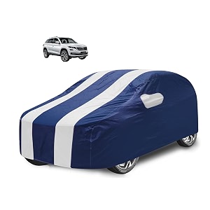 car cover compatible with kodiaq with mirror pocket water resistant triple stitched kodiaq car cover- navy-white