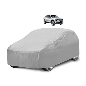 car cover compatible with kodiaq with mirror pocket water resistant triple stitched kodiaq car cover- plain silver