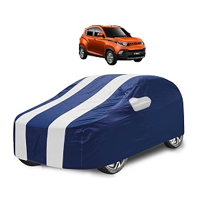 car cover compatible with kuv100 with mirror pocket water resistant triple stitched kuv100 car cover- navy-white