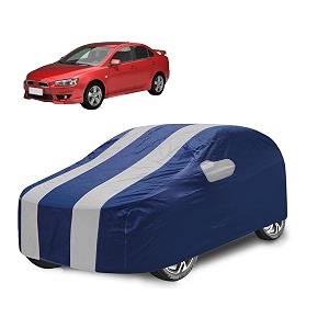car cover compatible with lancer with mirror pocket water resistant triple stitched lancer car cover- navy silver