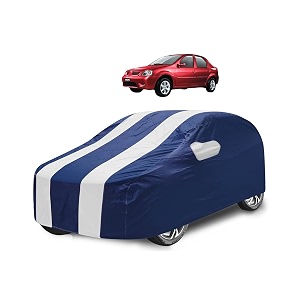 car cover compatible with logan with mirror pocket water resistant triple stitched logan car cover- navy-white