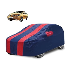 car cover compatible with manza with mirror pocket water resistant triple stitched manza car cover- navy-red