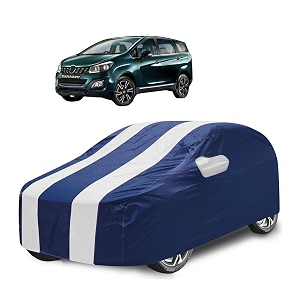car cover compatible with marazzo with mirror pocket water resistant triple stitched marazzo car cover- navy-white