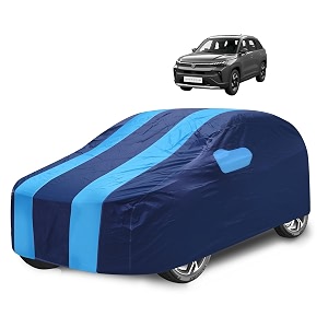 car cover compatible with maruti victoris with mirror pocket water resistant victoris car cover- navy-blue
