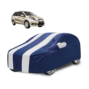 car cover compatible with mobilio with mirror pocket water resistant triple stitched mobilio car cover- navy-white