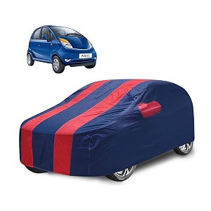 car cover compatible with nano with mirror pocket water resistant triple stitched nano car cover- navy-red