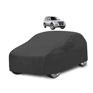 car cover compatible with pajero with mirror pocket water resistant triple stitched pajero car cover- grey