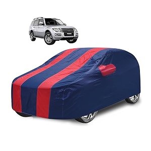 car cover compatible with pajero with mirror pocket water resistant triple stitched pajero car cover- navy-red