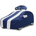 Car Cover Compatible with Passat with Mirror Pocket, Water Resistant, Triple Stitched, Passat Car Cover- Navy-White