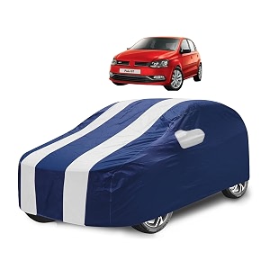 car cover compatible with polo gt with mirror pocket water resistant triple stitched polo gt car cover- navy-white