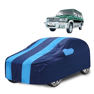 car cover compatible with qualis with mirror pocket water resistant triple stitched qualis car cover- navy-blue