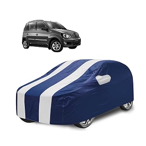 car cover compatible with quanto with mirror pocket water resistant triple stitched quanto car cover- navy-white