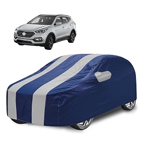 car cover compatible with santafe with mirror pocket water resistant triple stitched santafe car cover- navy silver