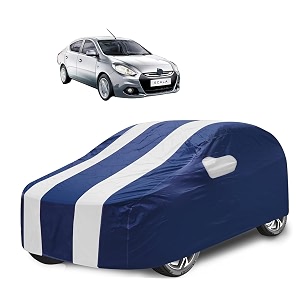 car cover compatible with scala with mirror pocket water resistant triple stitched scala car cover- navy-white
