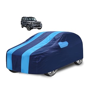 car cover compatible with scorpio classic with mirror pocket water resistant triple stitched scorpio car cover- navy-blue