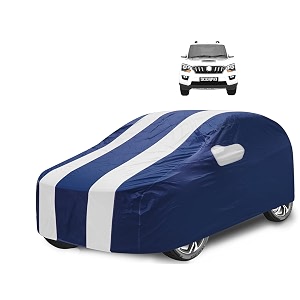 car cover compatible with scorpio model- 2022-till date with mirror pocket water resistant triple stitched scorpio car cover- navy-white