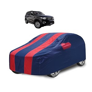 car cover compatible with scorpio n with mirror pocket water resistant triple stitched scorpio n car cover- navy-red
