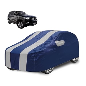 car cover compatible with scorpio n with mirror pocket water resistant triple stitched scorpio n car cover- navy silver