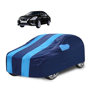 car cover compatible with sunny with mirror pocket water resistant triple stitched sunny car cover- navy-blue