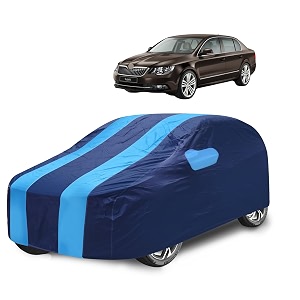 car cover compatible with superb with mirror pocket water resistant triple stitched superb car cover- navy-blue