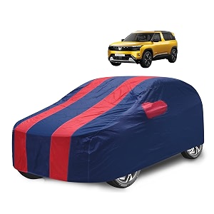 car cover compatible with tata sierra with mirror pocket water resistant sierra car cover- navy-red