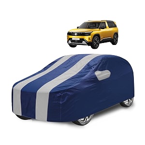 car cover compatible with tata sierra with mirror pocket water resistant sierra car cover- navy-silver