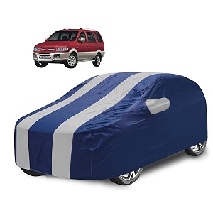 car cover compatible with tavera with mirror pocket water resistant triple stitched tavera car cover- navy silver