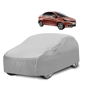 car cover compatible with tigor with mirror pocket water resistant triple stitched tigor car cover- plain silver