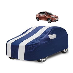 car cover compatible with tigor with mirror pocket water resistant triple stitched tigor car cover- navy-white
