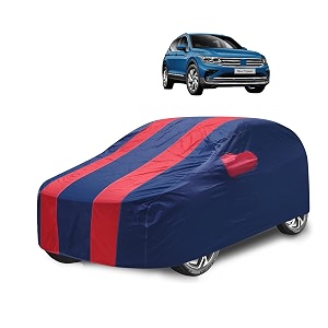 car cover compatible with tiguan with mirror pocket water resistant triple stitched tiguan car cover- navy-red