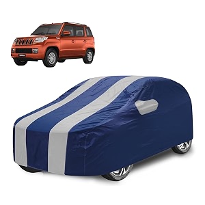 car cover compatible with tuv 300 with mirror pocket water resistant triple stitched tuv 300 car cover- navy silver