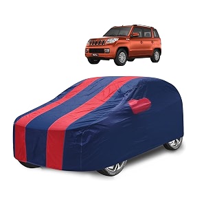 car cover compatible with tuv 300 with mirror pocket water resistant triple stitched tuv 300 car cover- navy-red