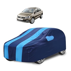 car cover compatible with vento with mirror pocket water resistant triple stitched vento car cover- navy-blue
