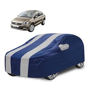 car cover compatible with vento with mirror pocket water resistant triple stitched vento car cover- navy silver