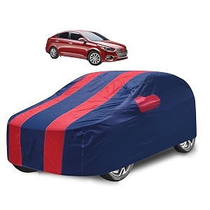 car cover compatible with verna model- 2018-till date with mirror pocket water resistant triple stitched verna car cover- navy-red