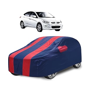 car cover compatible with verna old with mirror pocket water resistant triple stitched verna car cover- navy-red