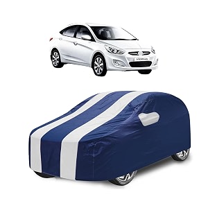 car cover compatible with verna old with mirror pocket water resistant triple stitched verna car cover- navy-white