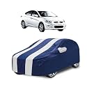 Car Cover Compatible with Verna Old with Mirror Pocket, Water Resistant, Triple Stitched, Verna Car Cover- Navy-White