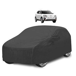 car cover compatible with xuv 400 with mirror pocket water resistant triple stitched xuv 400 car cover- grey