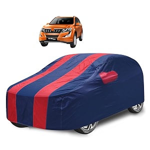 car cover compatible with xuv 500 with mirror pocket water resistant triple stitched xuv 500 car cover- navy-red