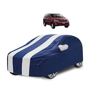 car cover compatible with xylo with mirror pocket water resistant triple stitched xylo car cover- navy-white