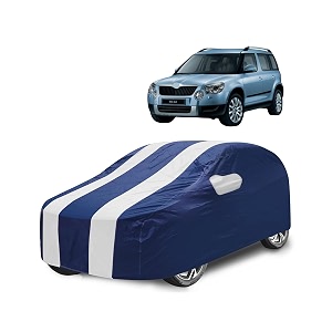 car cover compatible with yeti with mirror pocket water resistant triple stitched yeti car cover- navy-white