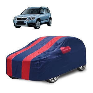 car cover compatible with yeti with mirror pocket water resistant triple stitched yeti car cover- navy-red