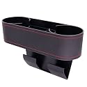 Car Cup Holder Seat Gap Organizer, Multifunctional Cup Drink Holders with PU Leather Cover,Side Insert Center Console Gap Filler Storage Box for Mug Bottle CellPhones Keys Coffee Coasters Cards