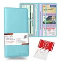 Car Document Holder, Mist Blue Premium PU Leather Glove Box Card Folder