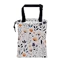 Car Garbage Bag Colorful Wildflowers and Leaves Hanging Canvas Car Trash Bag Drawstring Car Back Seat Organizer for Car Back Front Seat Console with Adjustable Buckle